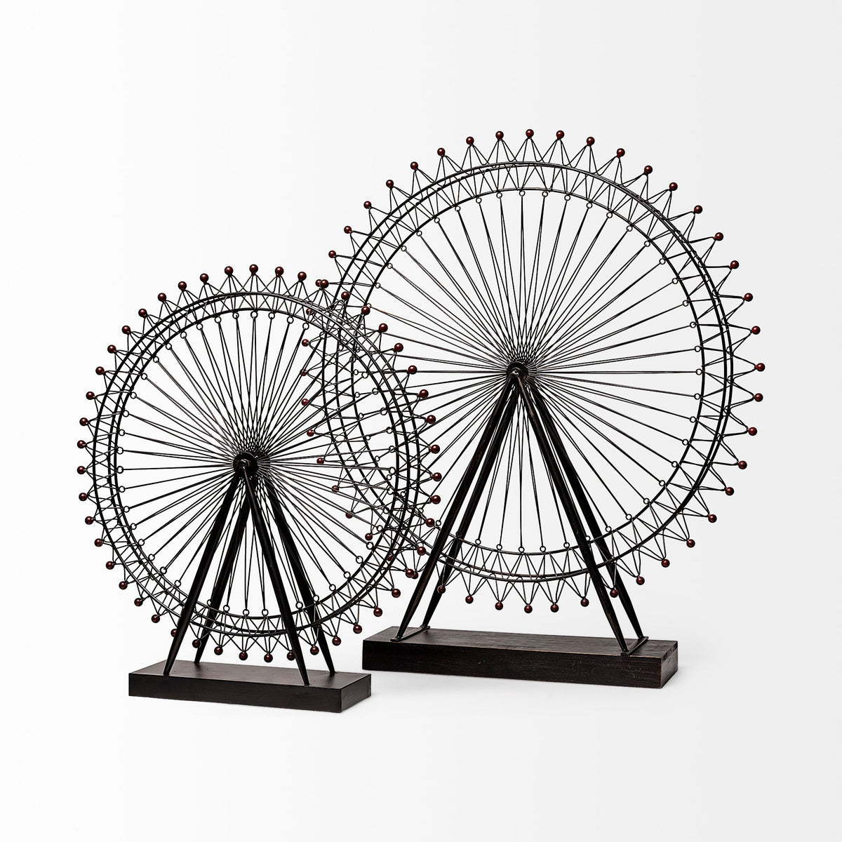 London Eye Replica - Black Metal Decorative Ferris Wheel 3"L x 25"W-Objects-DECOROLALA