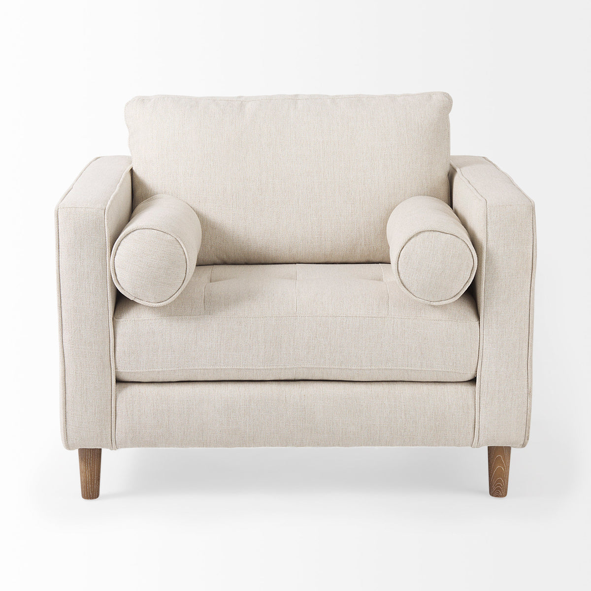Loretta 40.7L x 36.2W x 33.9H Cream Fabric Chair W/ Two Bolster Cushions-Chairs-DECOROLALA
