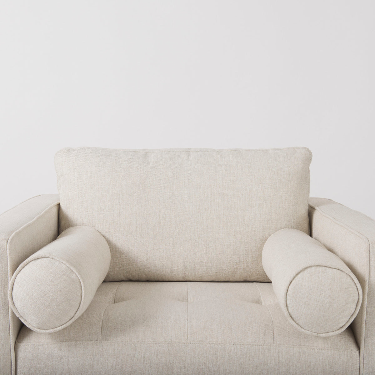 Loretta 40.7L x 36.2W x 33.9H Cream Fabric Chair W/ Two Bolster Cushions-Chairs-DECOROLALA