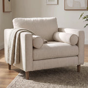 Loretta 40.7L x 36.2W x 33.9H Cream Fabric Chair W/ Two Bolster Cushions-Chairs-DECOROLALA