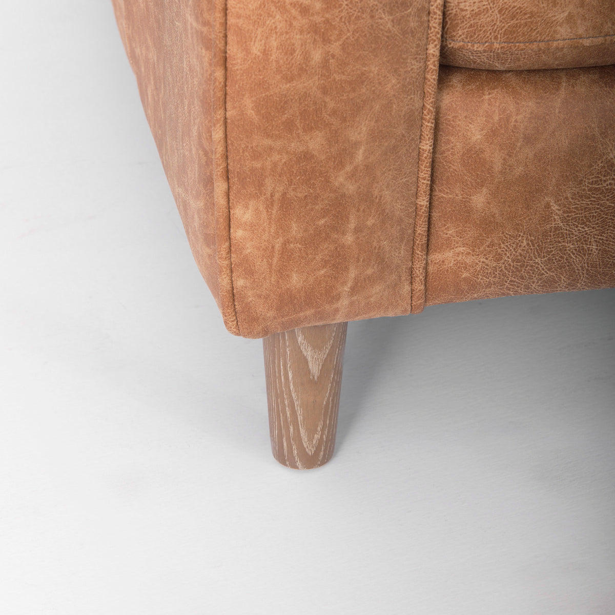 Loretta 88.0L x 36.2W x 33.9H Cognac Brown Faux Leather Three Seater Sofa with Two Bolster Cushions-Sofa & Sectionals-DECOROLALA