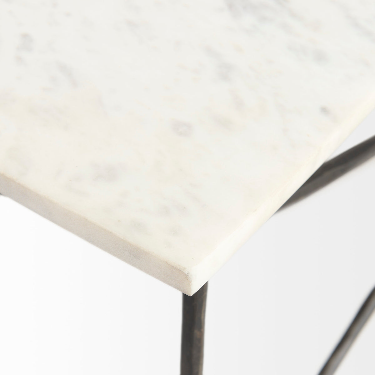 Lorlei I 53.0 X 35.0 X 15.5 White Marble Top W/ X-Shaped Gray Iron Base Coffee Table-Coffee Tables-DECOROLALA