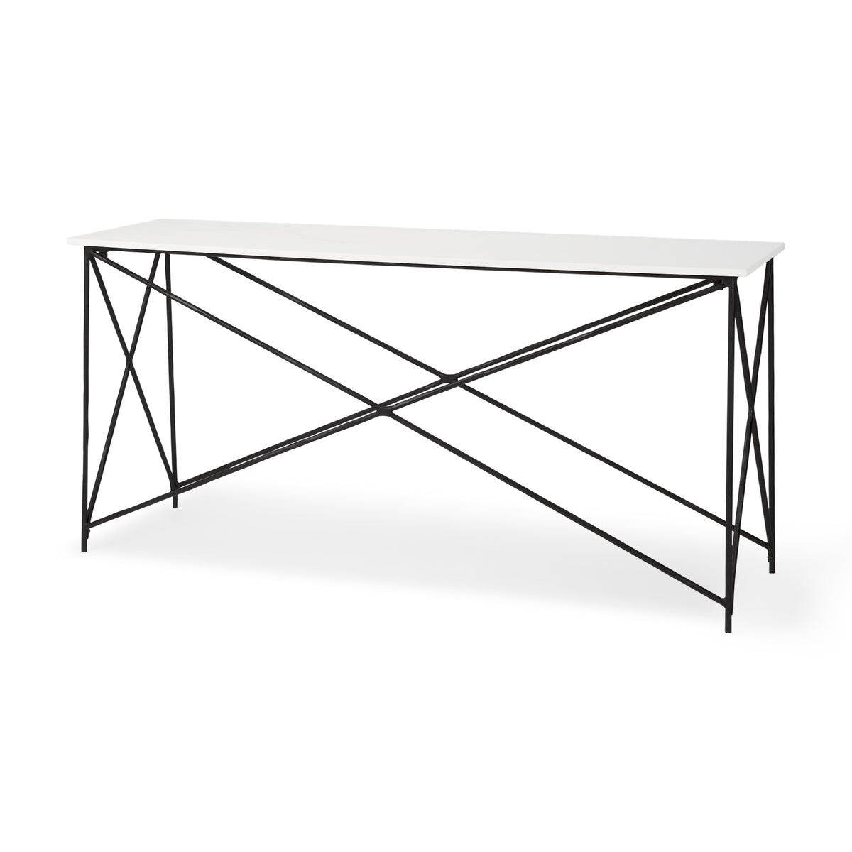 Lorlei Marble Top w/ Gray Iron Base Console Table-Console Tables-DECOROLALA
