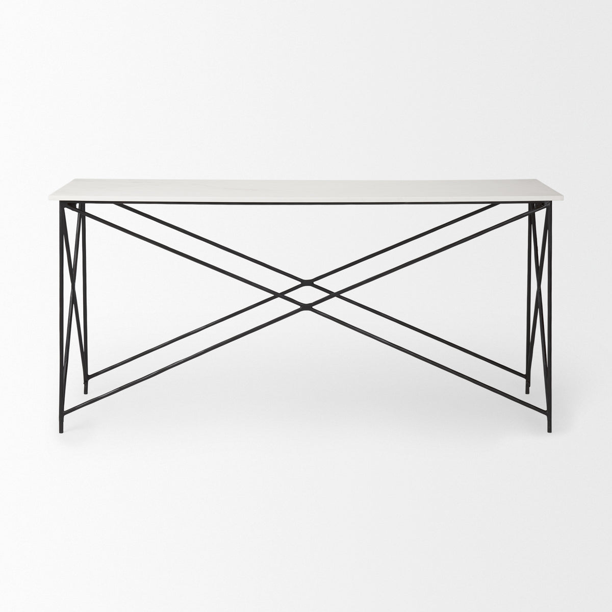 Lorlei Marble Top w/ Gray Iron Base Console Table-Console Tables-DECOROLALA