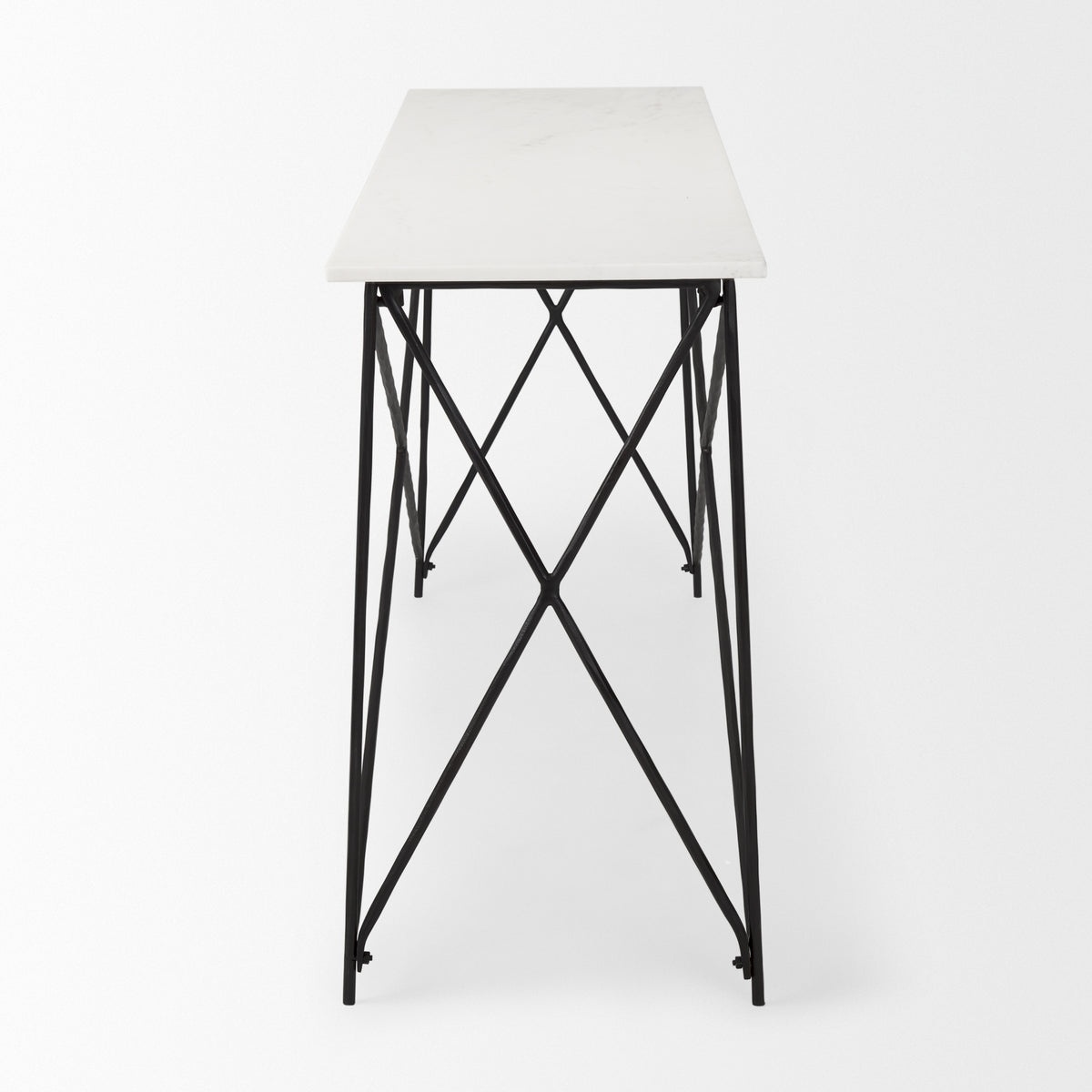 Lorlei Marble Top w/ Gray Iron Base Console Table-Console Tables-DECOROLALA