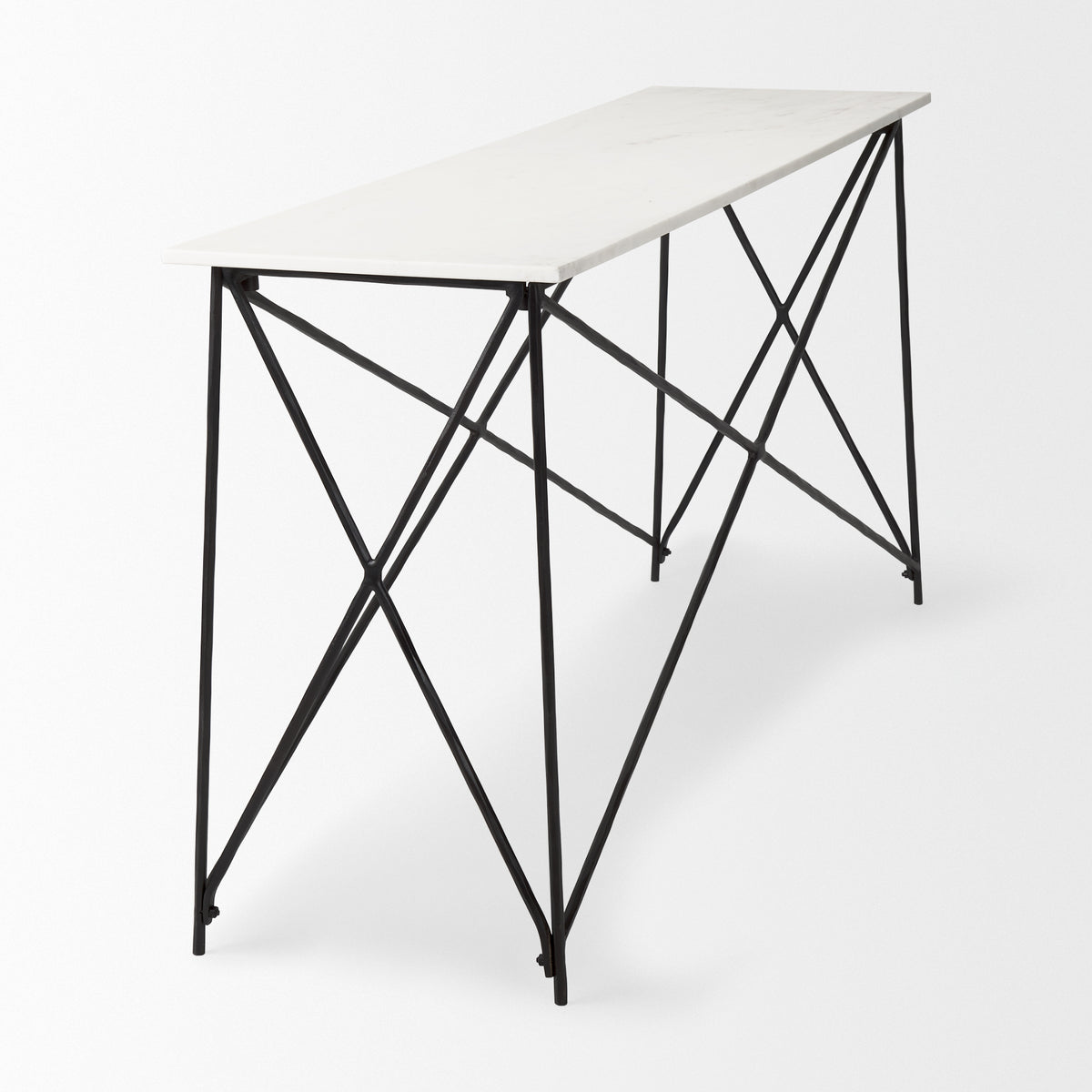 Lorlei Marble Top w/ Gray Iron Base Console Table-Console Tables-DECOROLALA