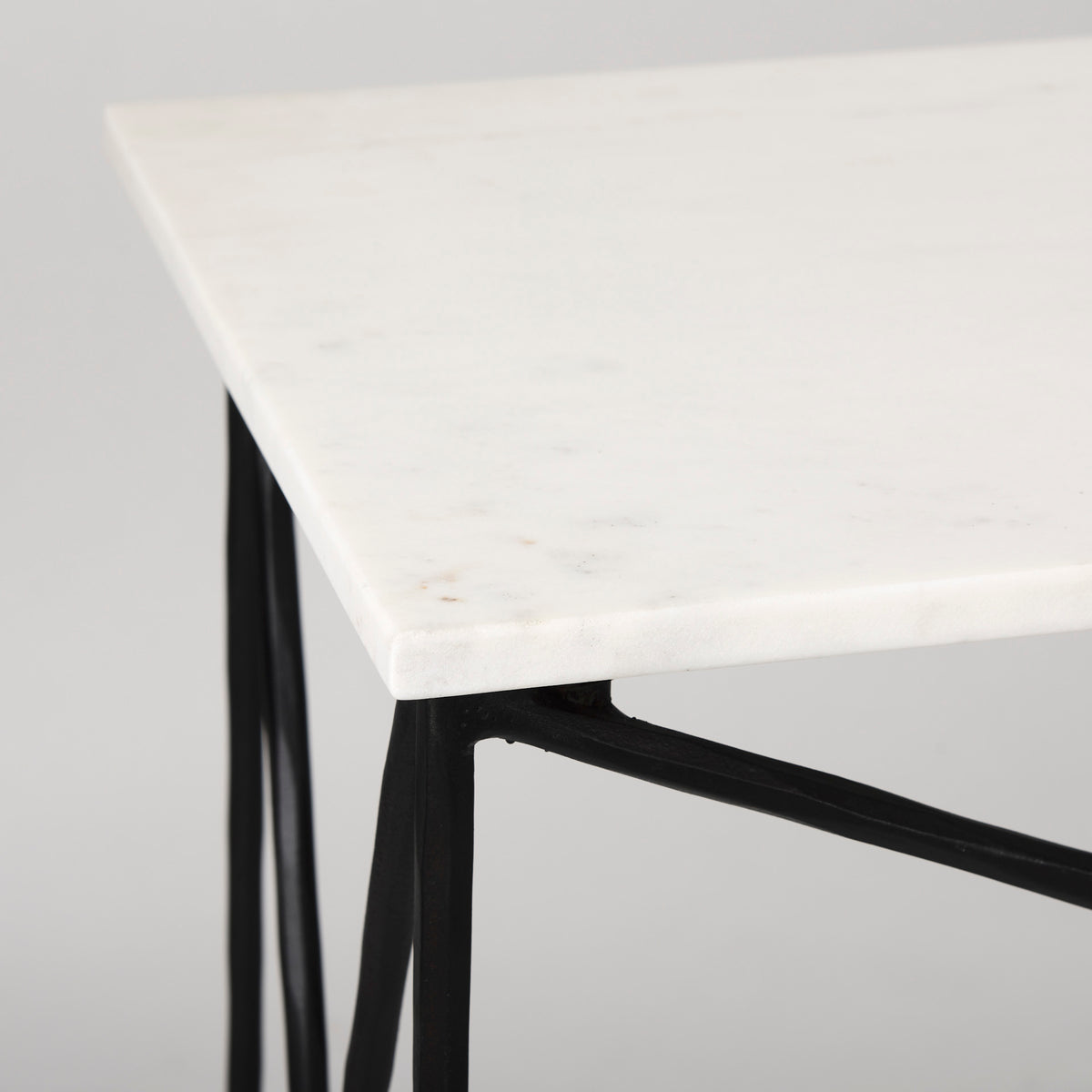 Lorlei Marble Top w/ Gray Iron Base Console Table-Console Tables-DECOROLALA