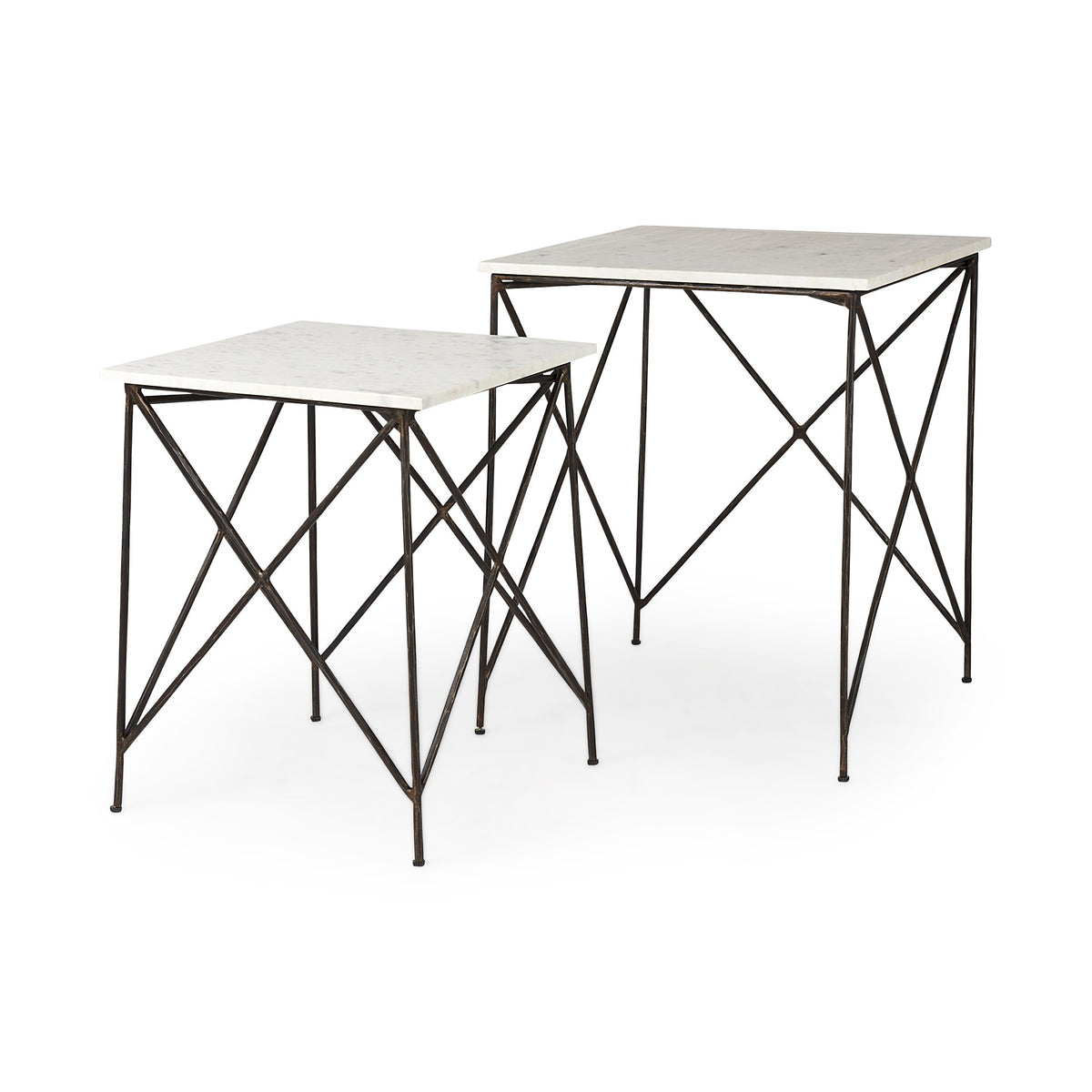 Lorlei White Marble Top End and Side Table-Side Tables-DECOROLALA