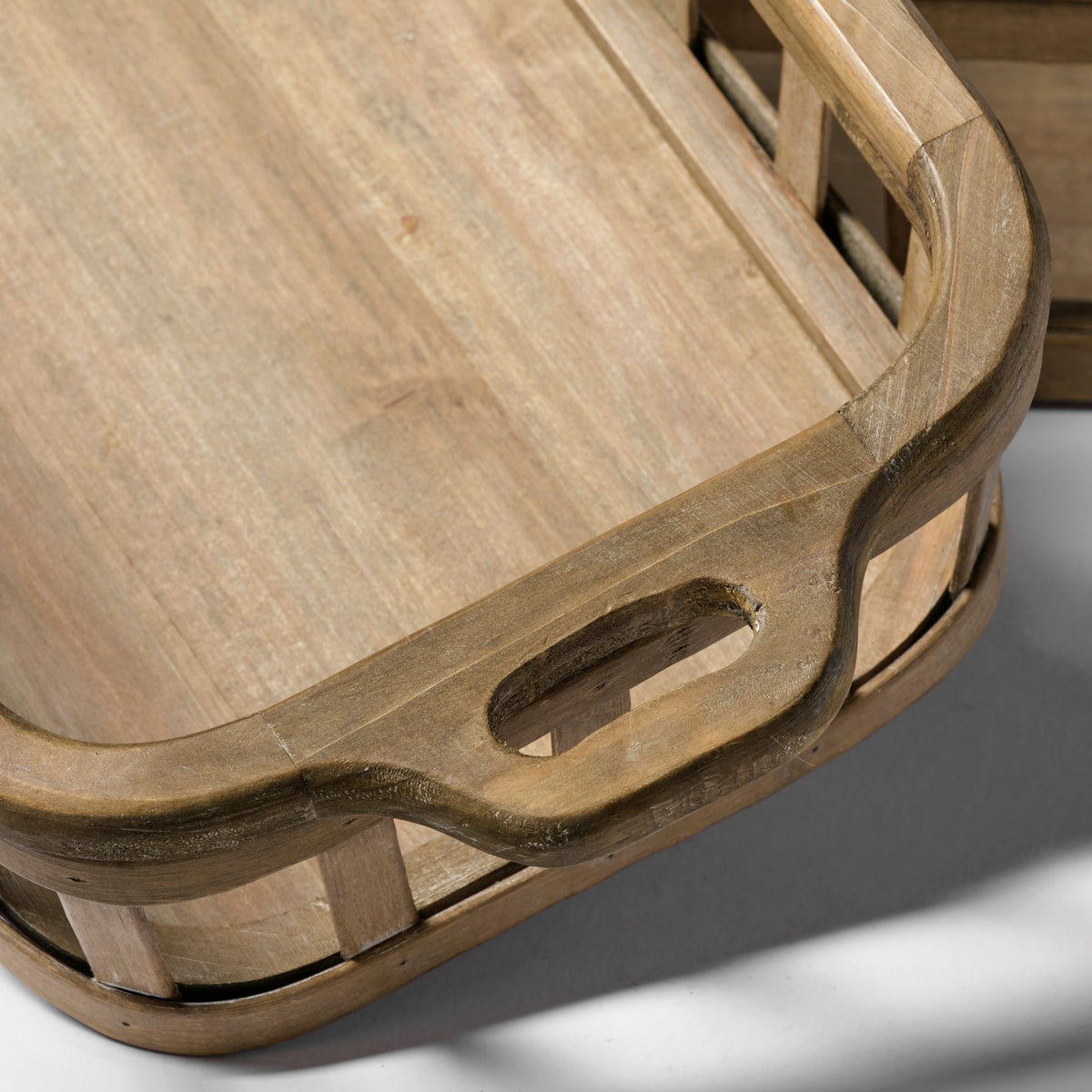 Louis Set of 2 Natural Wood Slated Nesting Trays-Trays-DECOROLALA