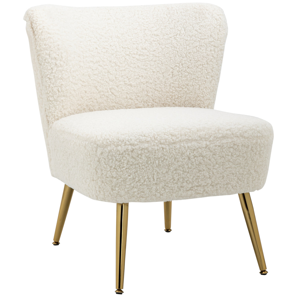 Lounge Chair - Gold Legs, White Upholstery, Bedroom/Living Room - 57x70x69cm-DECOROLALA
