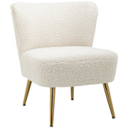 Lounge Chair - Gold Legs, White Upholstery, Bedroom/Living Room - 57x70x69cm-DECOROLALA