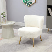 Lounge Chair - Gold Legs, White Upholstery, Bedroom/Living Room - 57x70x69cm-DECOROLALA