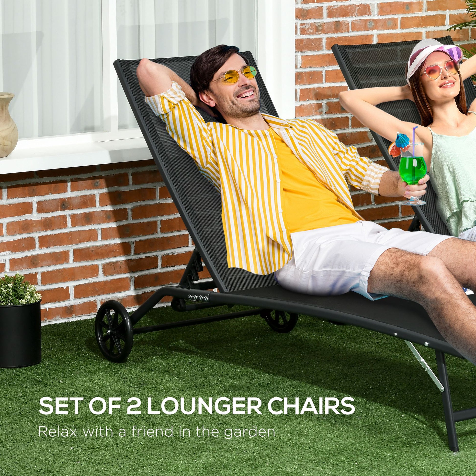 Lounge Chairs with Wheels - Black Set of 2-DECOROLALA
