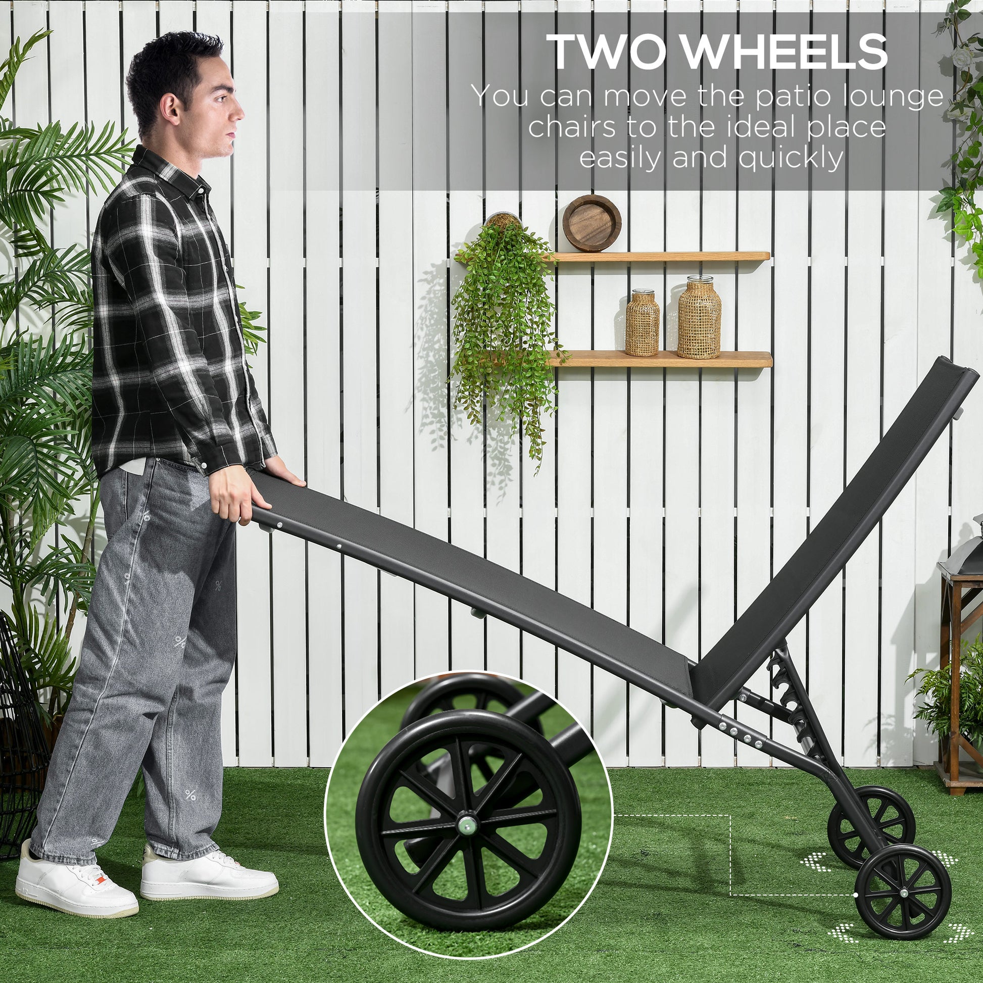 Lounge Chairs with Wheels - Black Set of 2-DECOROLALA