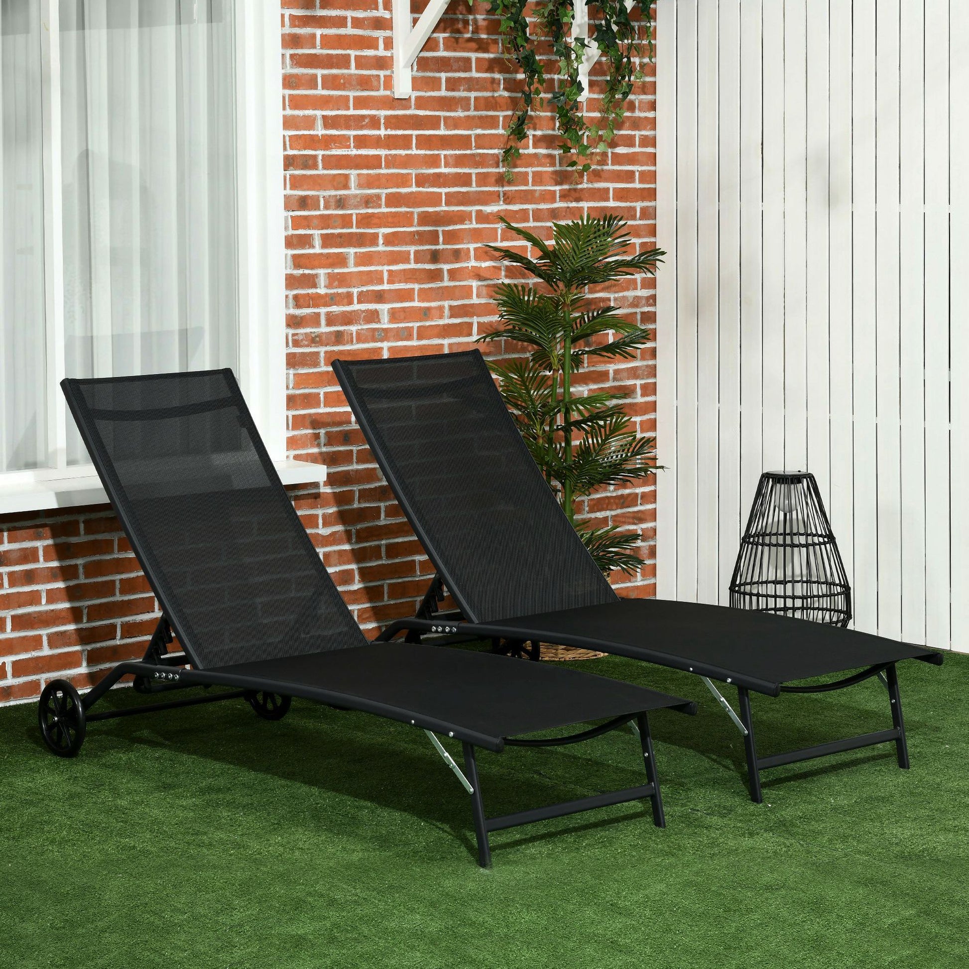 Lounge Chairs with Wheels - Black Set of 2-DECOROLALA