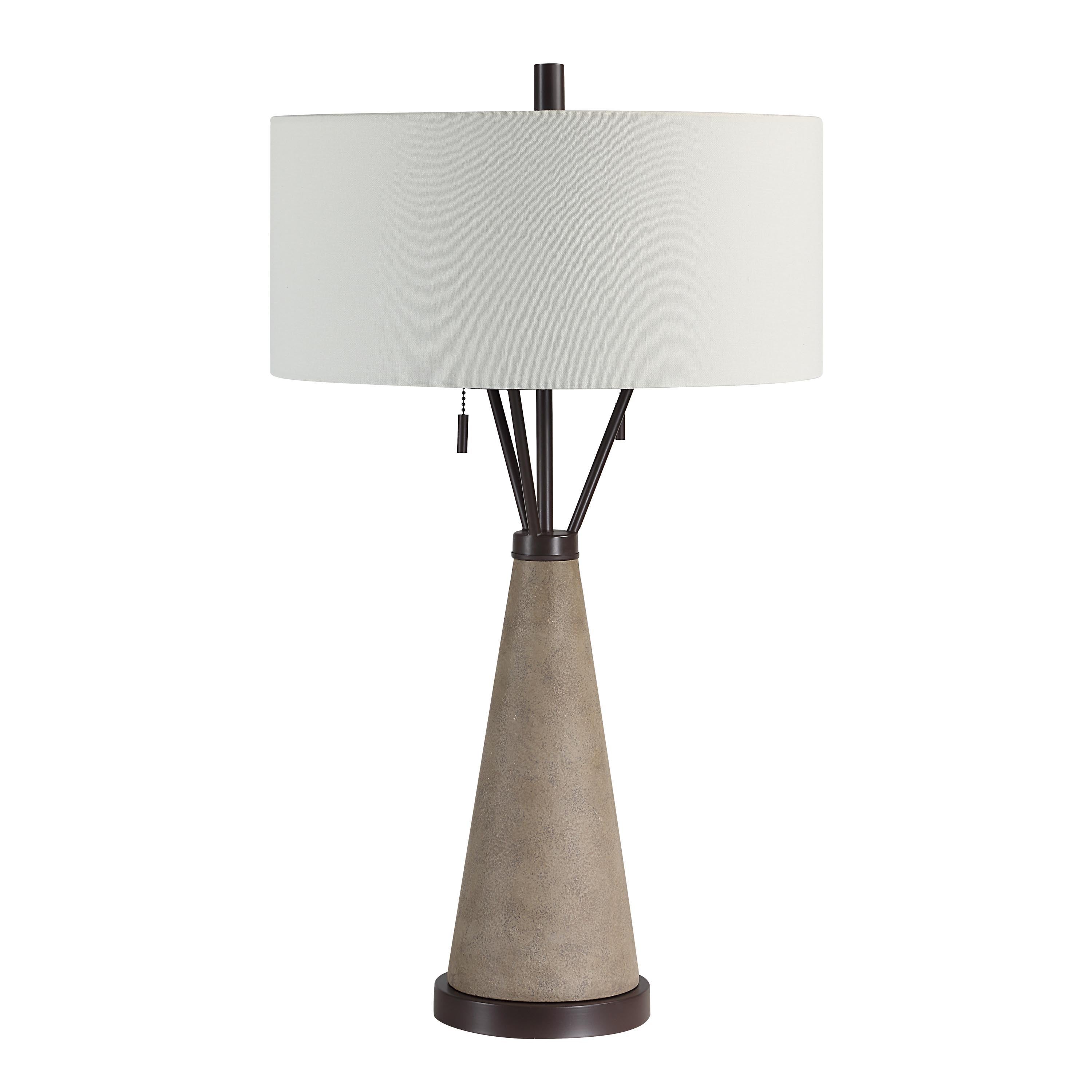 Lourdes 29.25" Table Lamp, Brown Linen Drum Shade-Table Lamp-DECOROLALA
