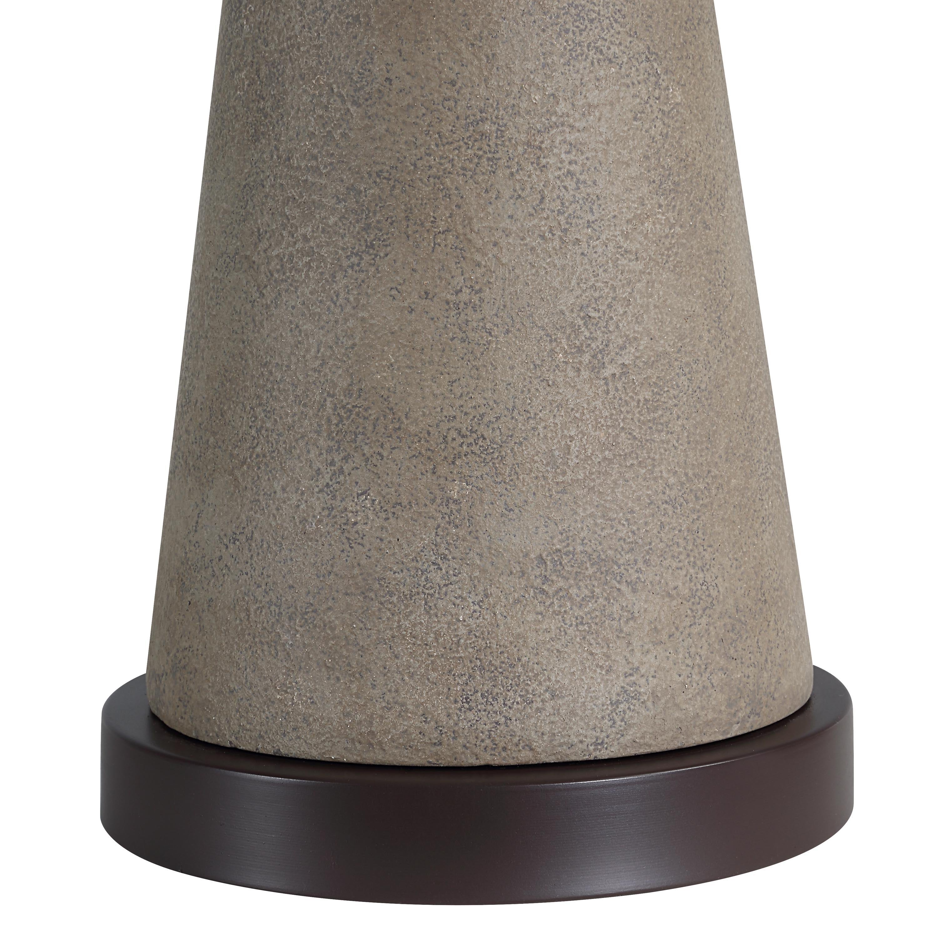 Lourdes 29.25" Table Lamp, Brown Linen Drum Shade-Table Lamp-DECOROLALA