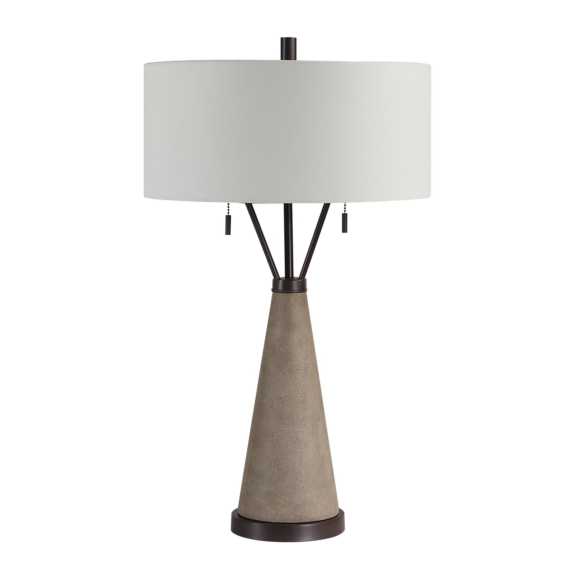Lourdes 29.25" Table Lamp, Brown Linen Drum Shade-Table Lamp-DECOROLALA