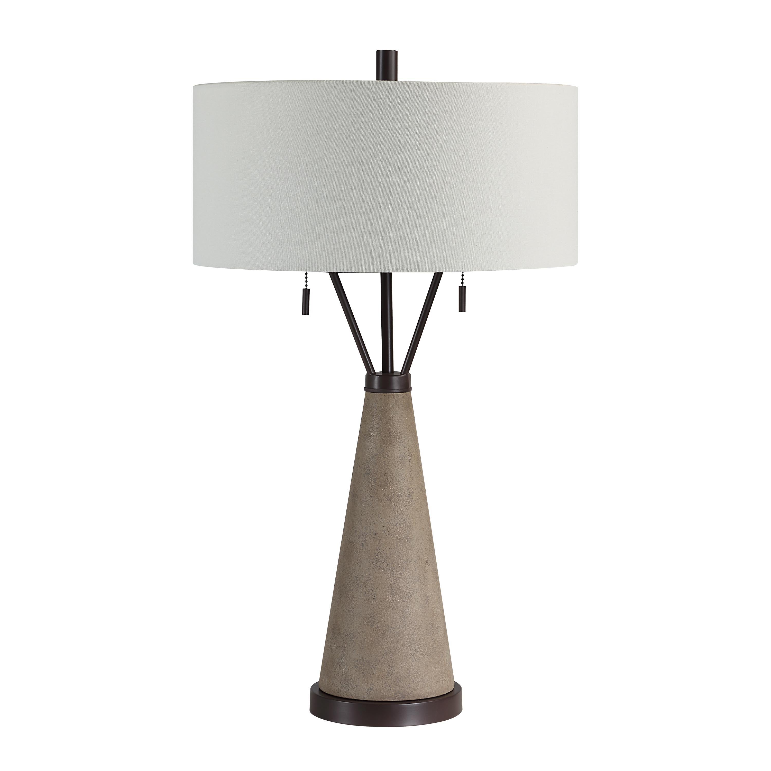 Lourdes 29.25" Table Lamp, Brown Linen Drum Shade-Table Lamp-DECOROLALA