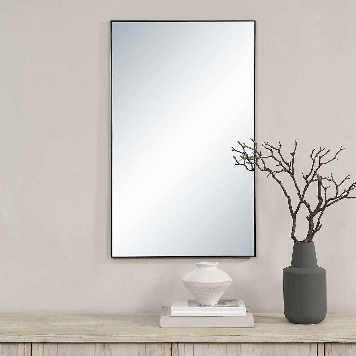 Loutro 36" H x 22" W Wall Mirror, Black-Mirrors-DECOROLALA