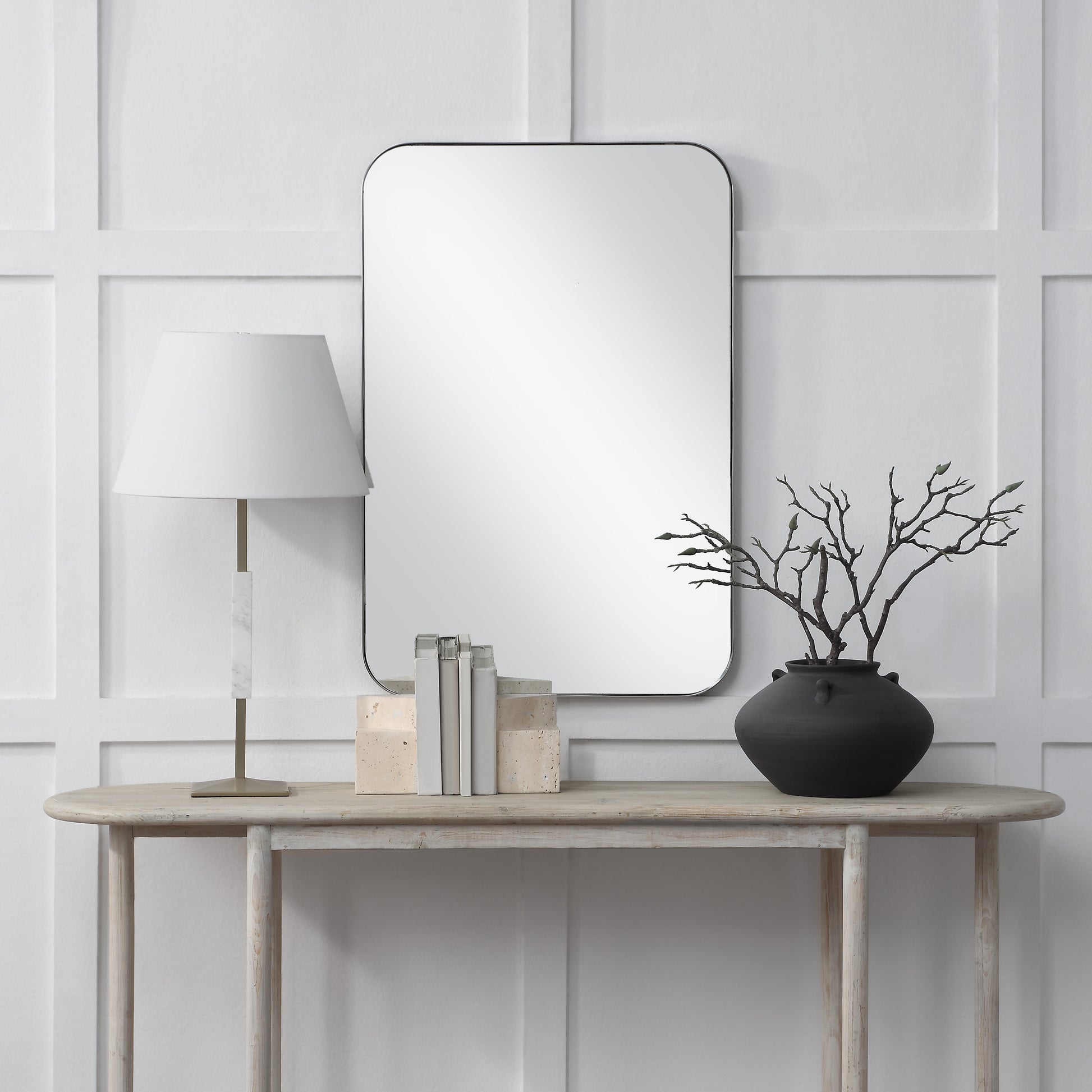 Louvas 36" H x 24" W Wall Mirror, Grey-Mirror-DECOROLALA