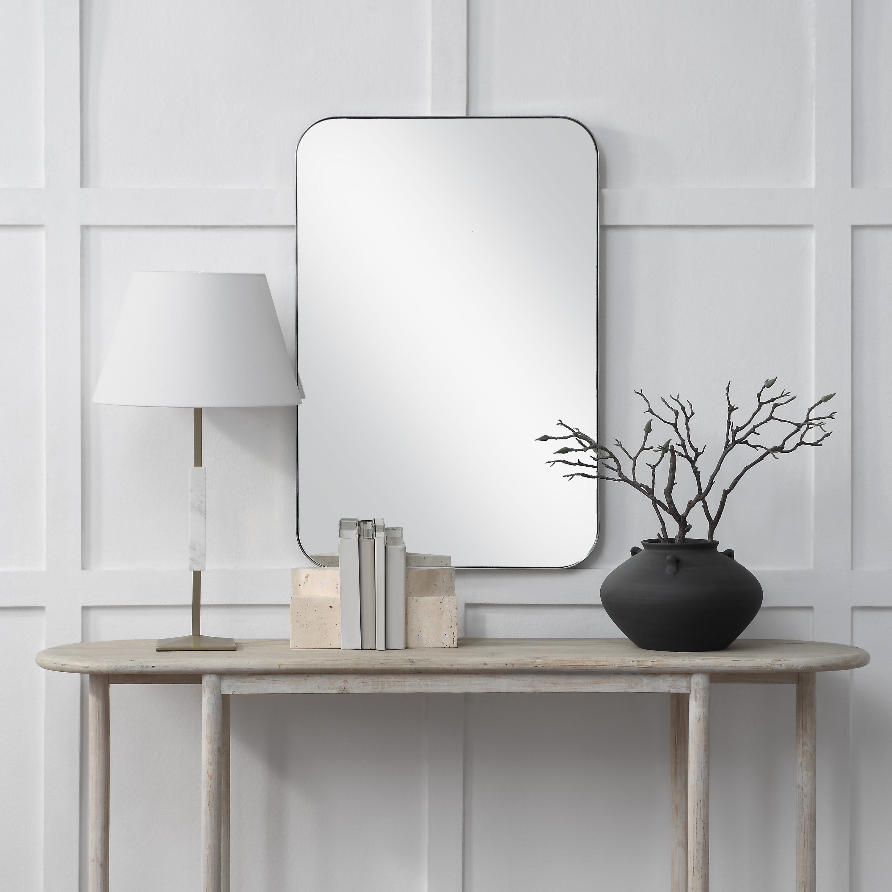 Louvas 36" H x 24" W Wall Mirror, Grey-Mirror-DECOROLALA