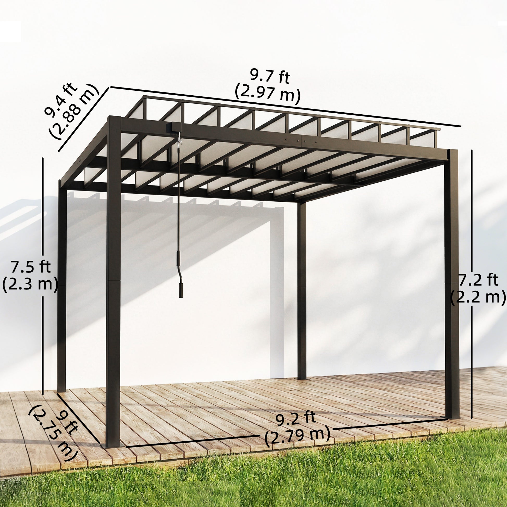 Louvered Pergola 9.5x10 ft PC Roof Clear-DECOROLALA