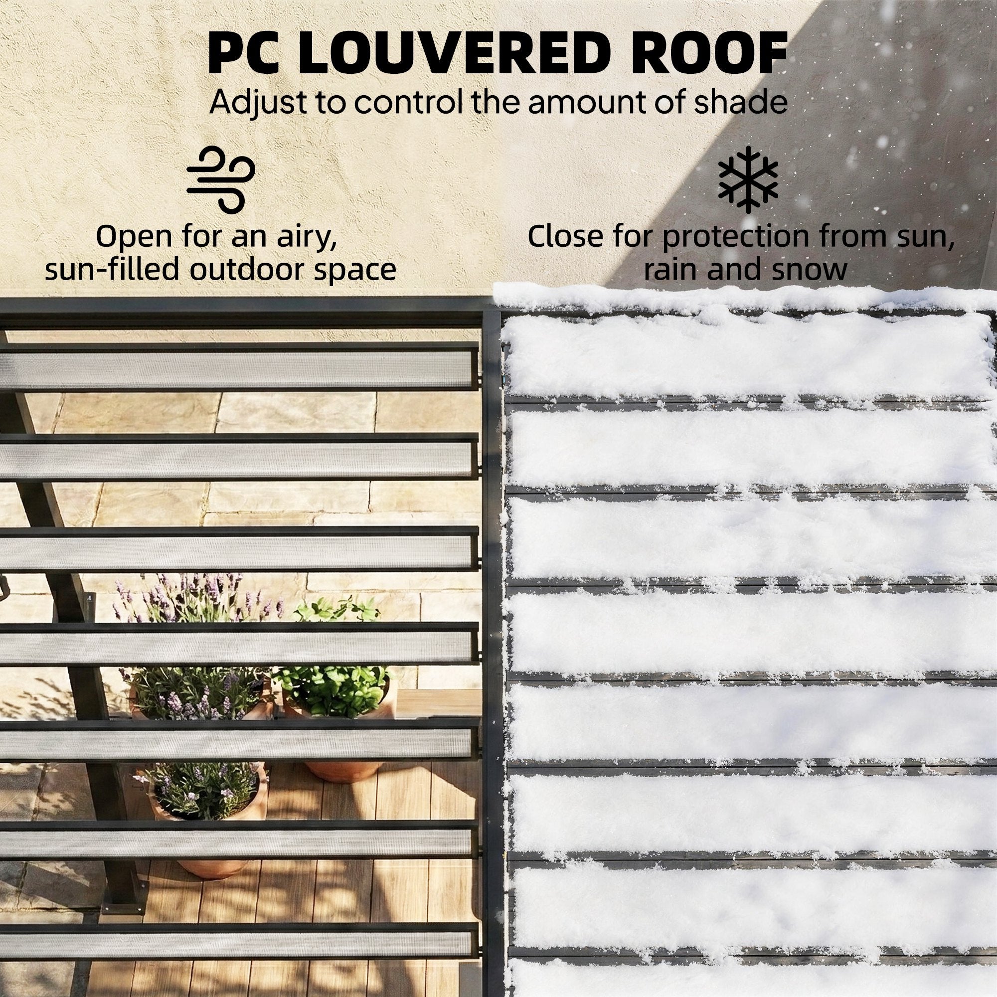 Louvered Pergola 9.5x10 ft PC Roof Clear-DECOROLALA