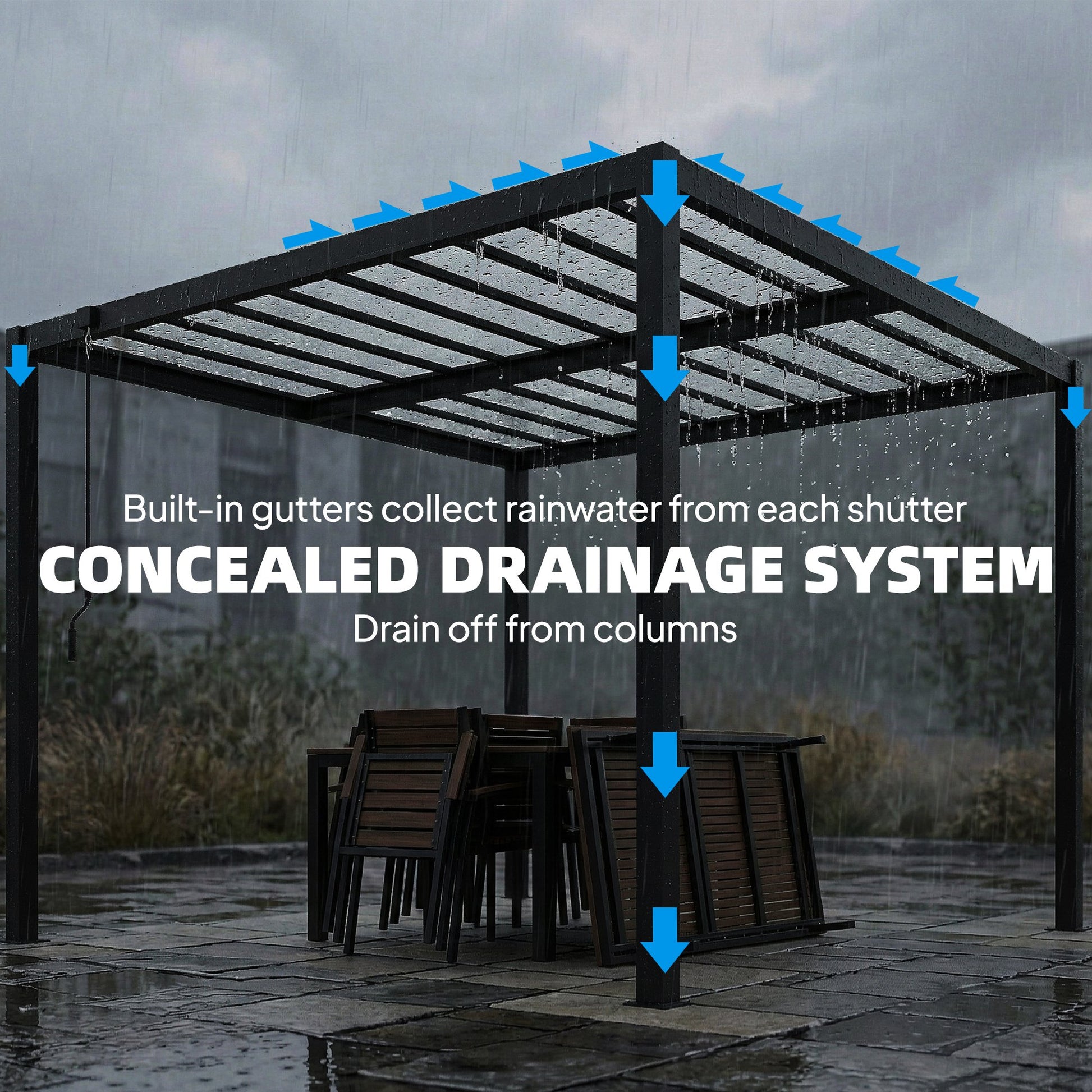 Louvered Pergola 9.5x10 ft PC Roof Clear-DECOROLALA