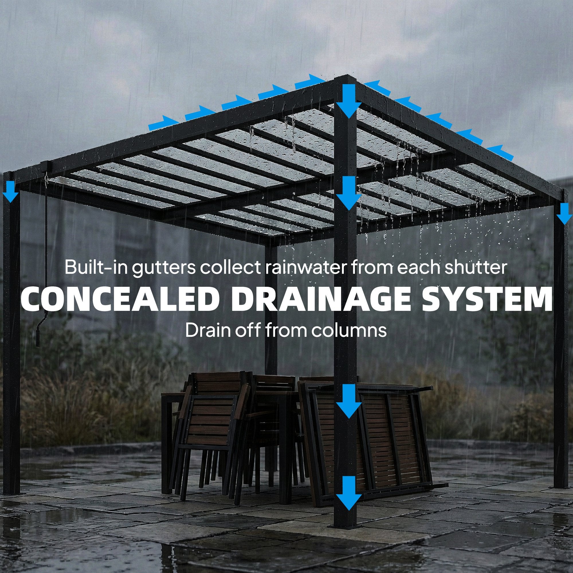 Louvered Pergola 9.5x10 ft PC Roof Clear-DECOROLALA