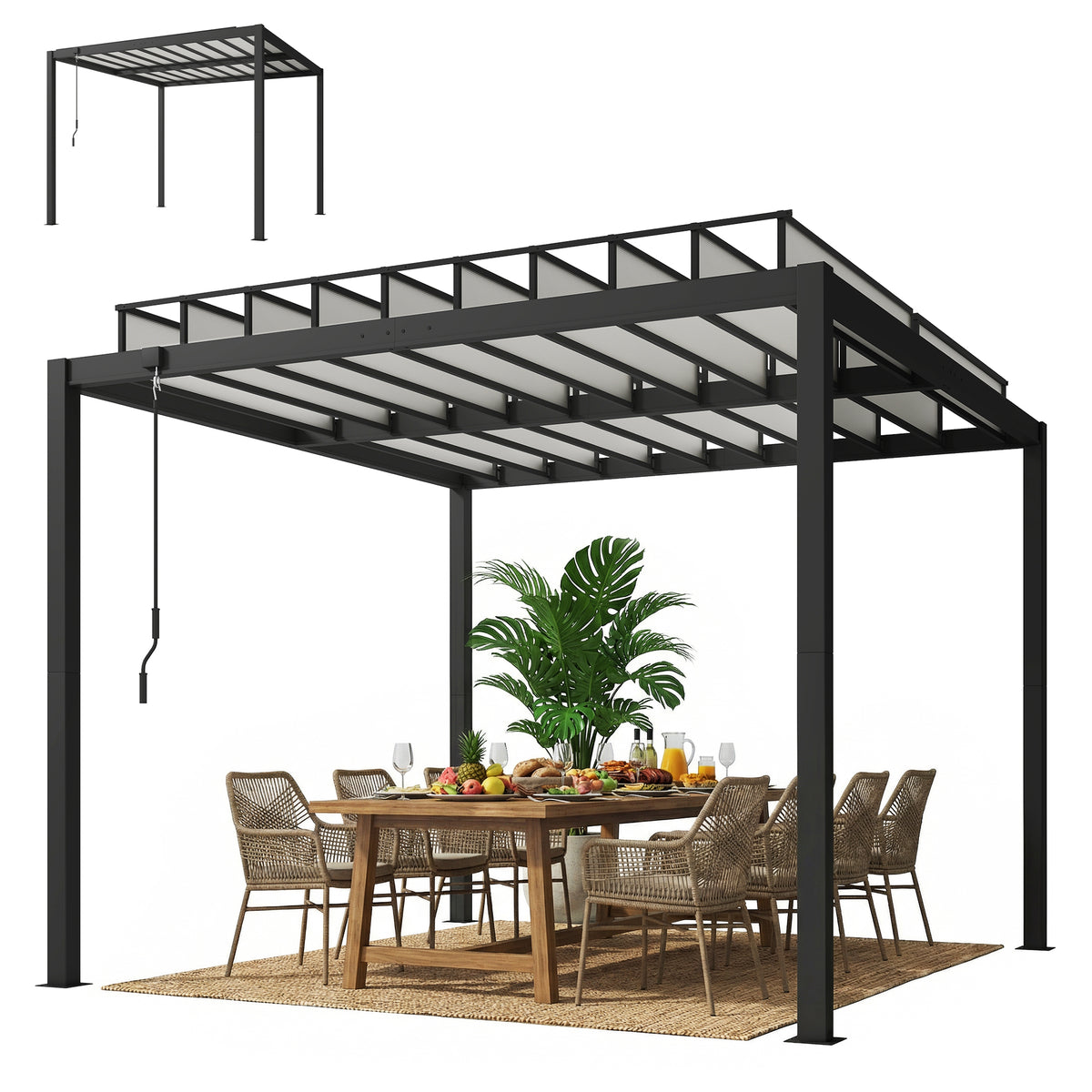 Louvered Pergola 9.5x10 ft PC Roof Clear-Pergolas-DECOROLALA