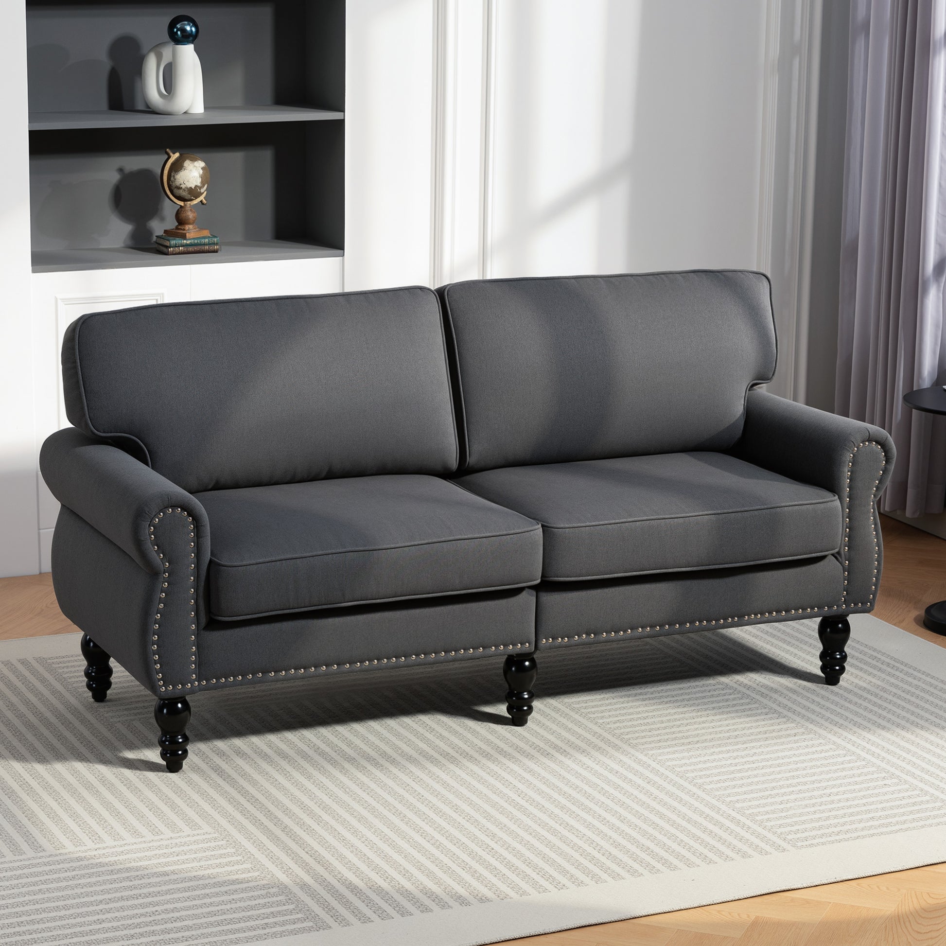 Loveseat Sofa 2 Seater - Dark Grey 66.5"-DECOROLALA