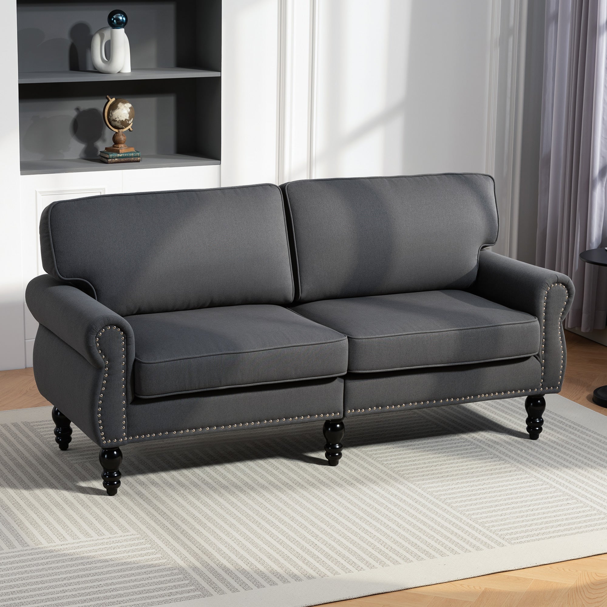 Loveseat Sofa 2 Seater - Dark Grey 66.5"-DECOROLALA
