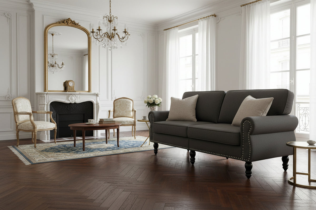 Loveseat Sofa 2 Seater - Dark Grey 66.5"-DECOROLALA