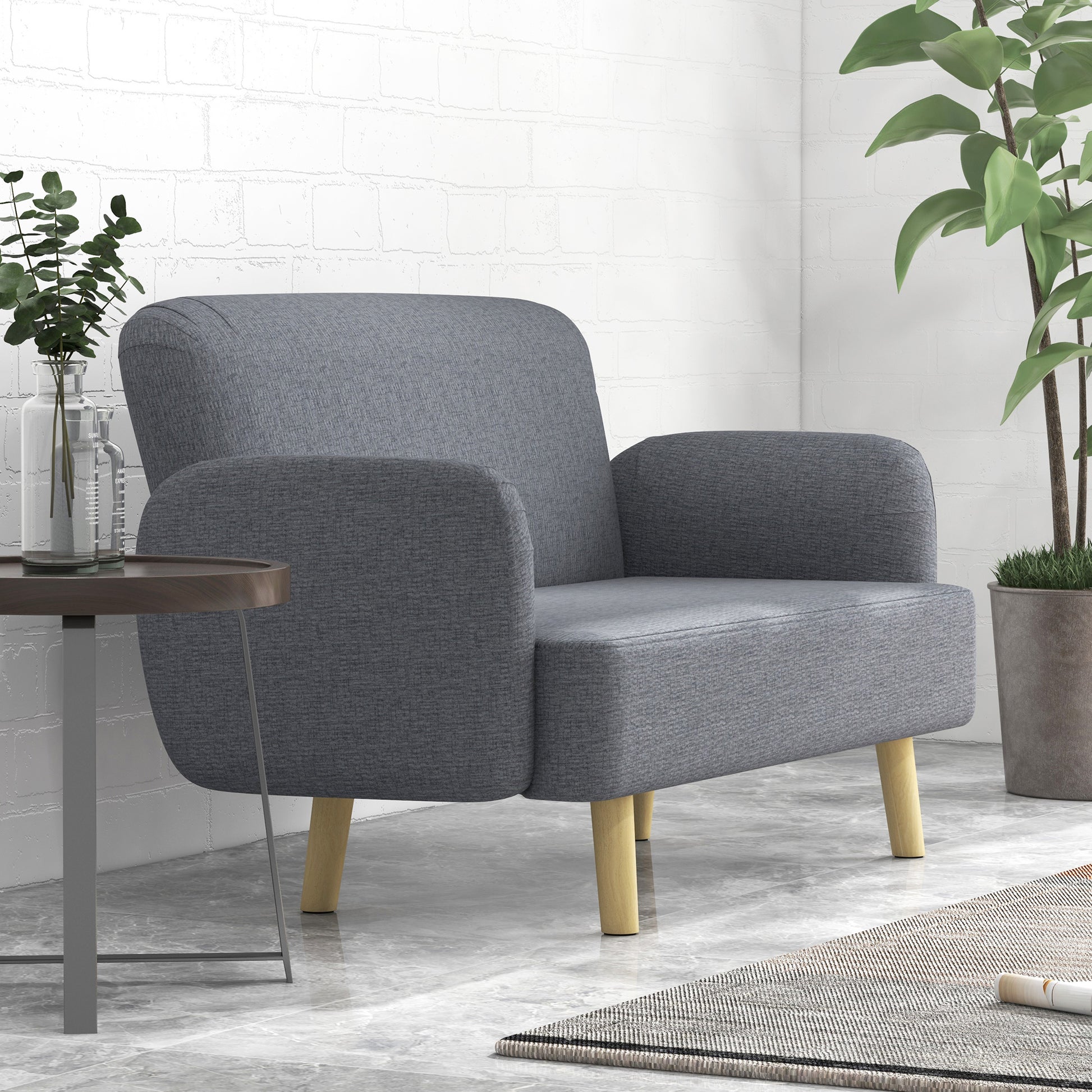 Loveseat Sofa 2 Seater Grey Velvet-DECOROLALA