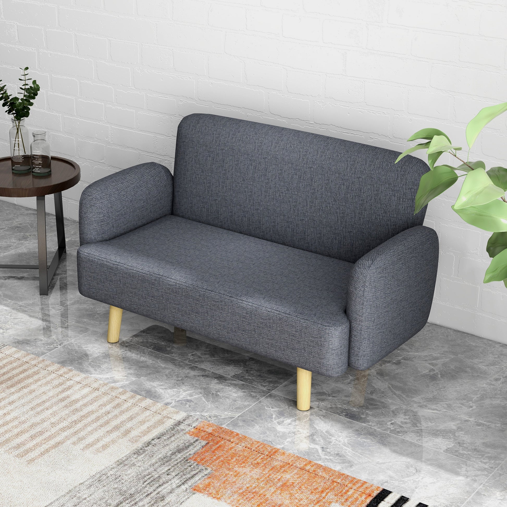 Loveseat Sofa 2 Seater Grey Velvet-DECOROLALA