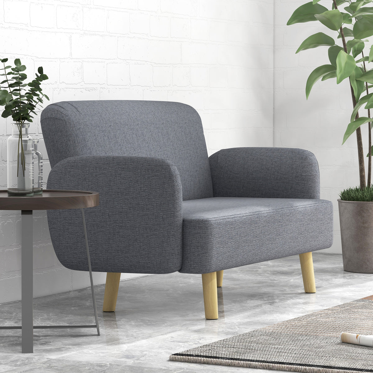 Loveseat Sofa 2 Seater Grey Velvet-DECOROLALA