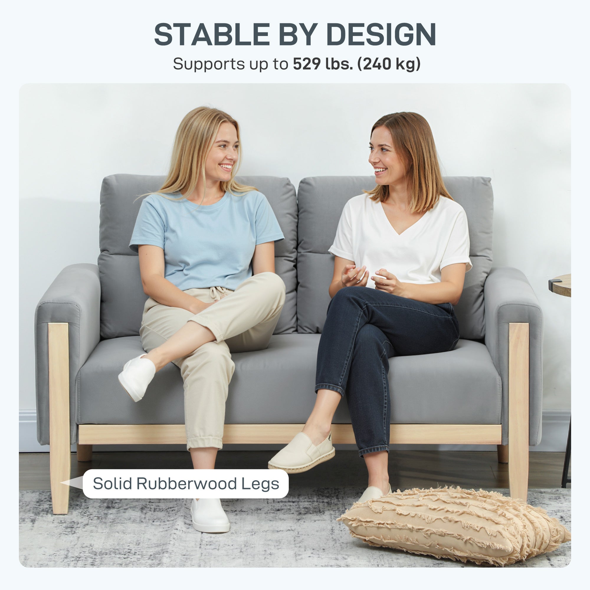 Loveseat Sofa 53" Grey Velvet Modern-DECOROLALA