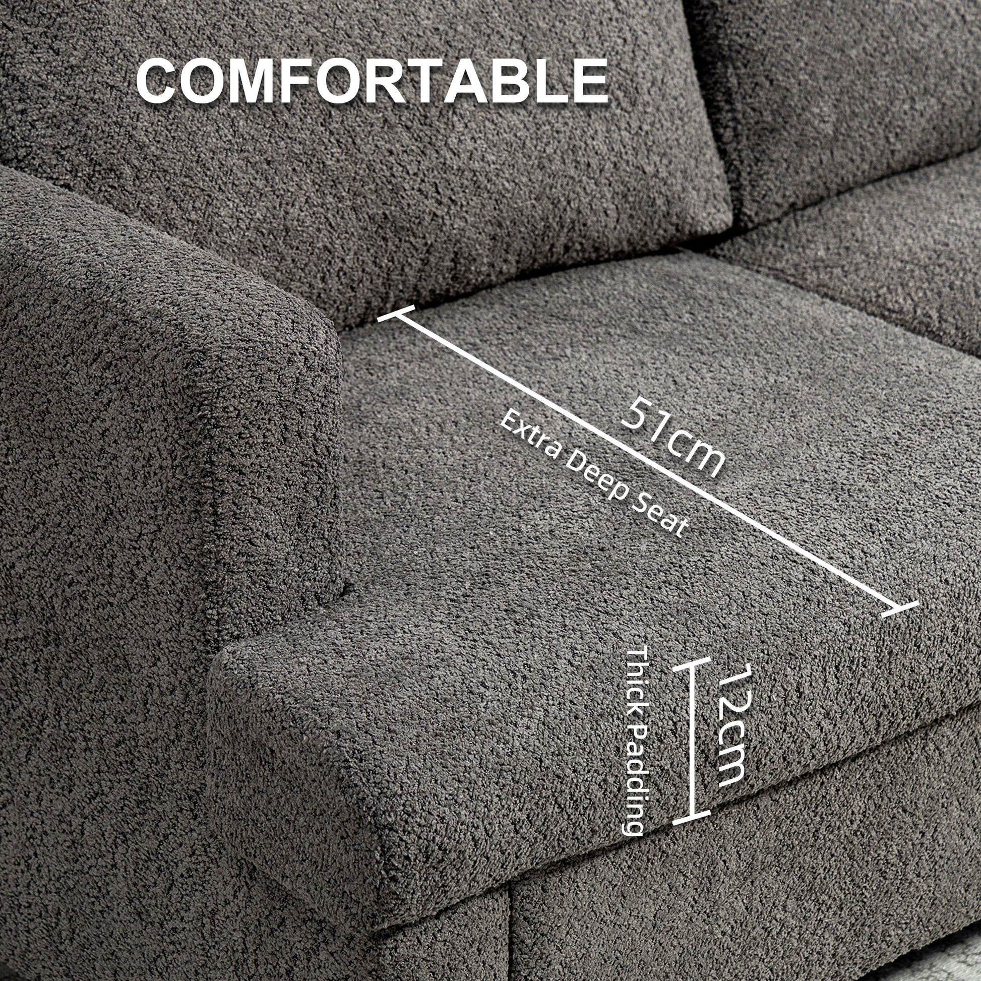 Loveseat Sofa 54.3" 2-Seater Dark Grey-DECOROLALA
