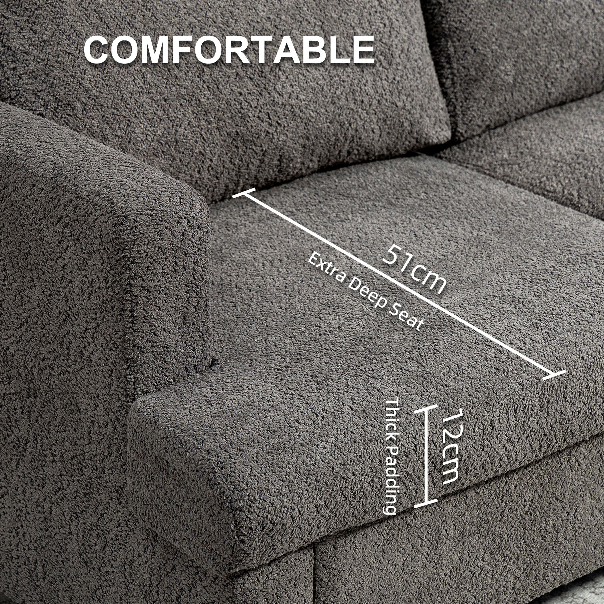 Loveseat Sofa 54.3" 2-Seater Dark Grey-DECOROLALA