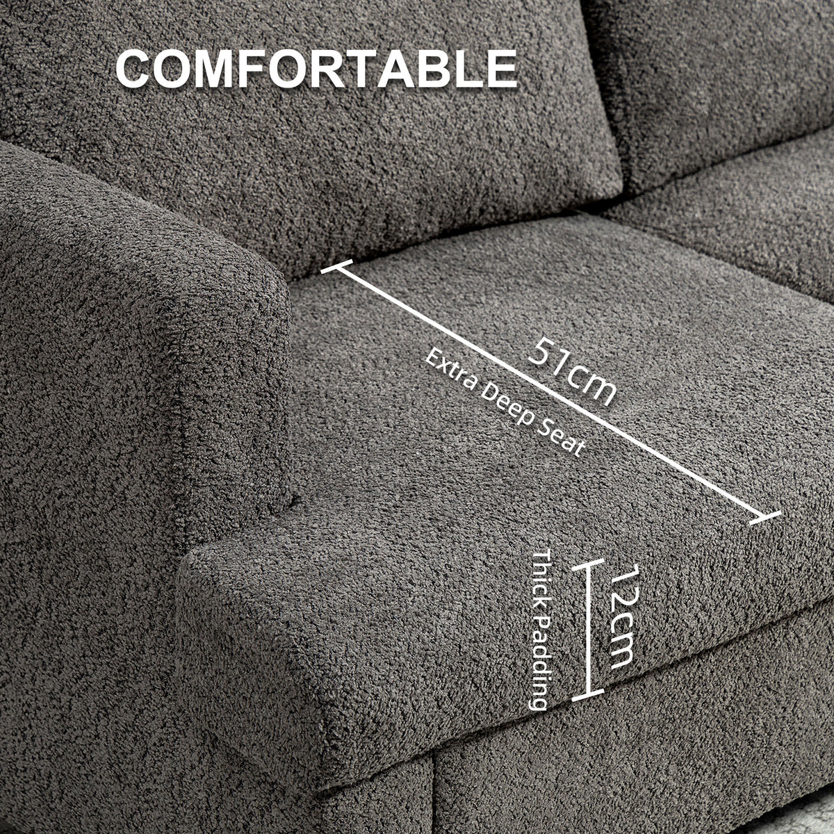 Loveseat Sofa 54.3" 2-Seater Dark Grey-DECOROLALA
