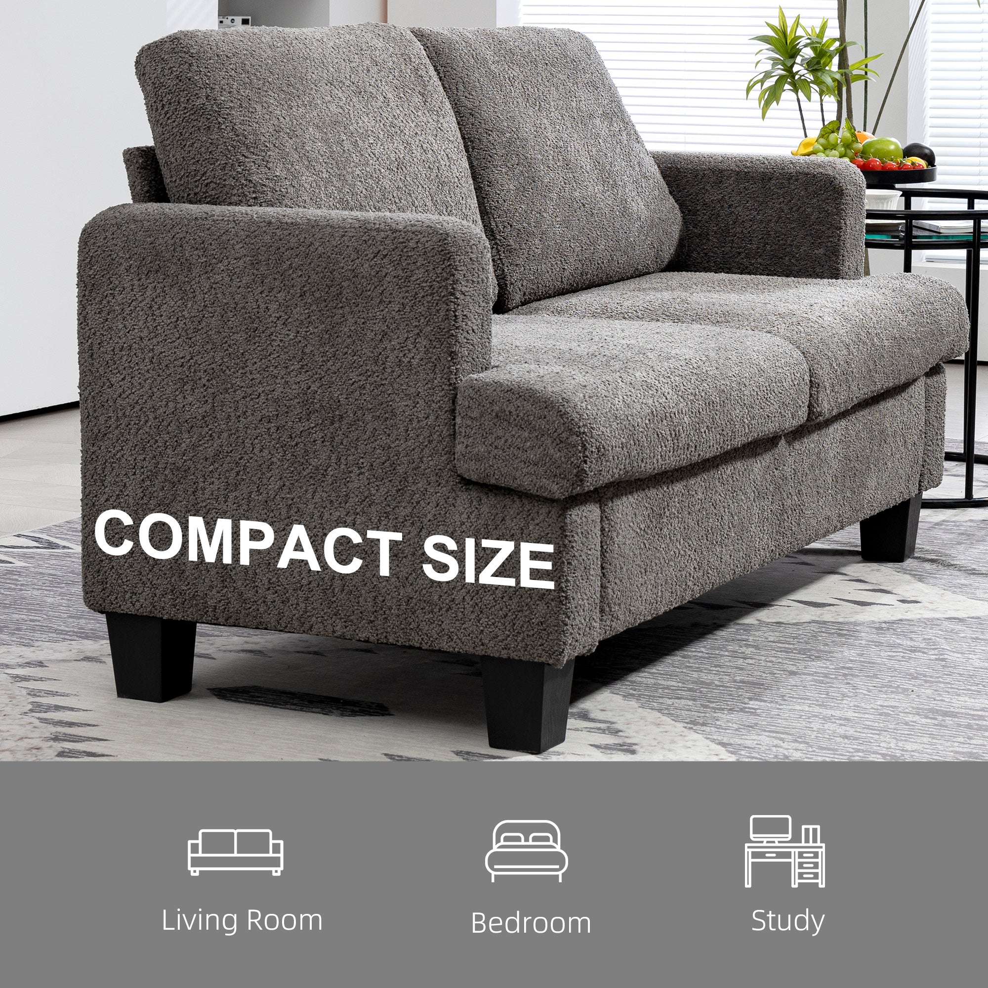 Loveseat Sofa 54.3" 2-Seater Dark Grey-DECOROLALA