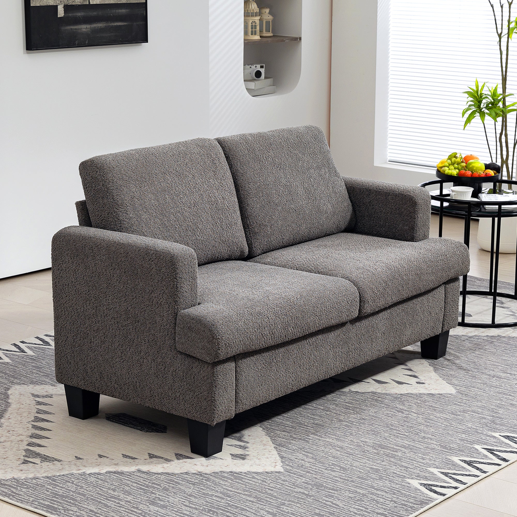 Loveseat Sofa 54.3" 2-Seater Dark Grey-DECOROLALA