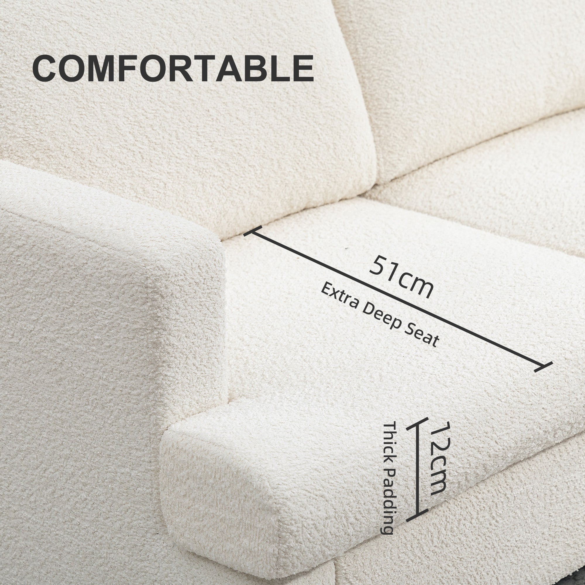 Loveseat Sofa 54.3" - Cream White Chenille-DECOROLALA