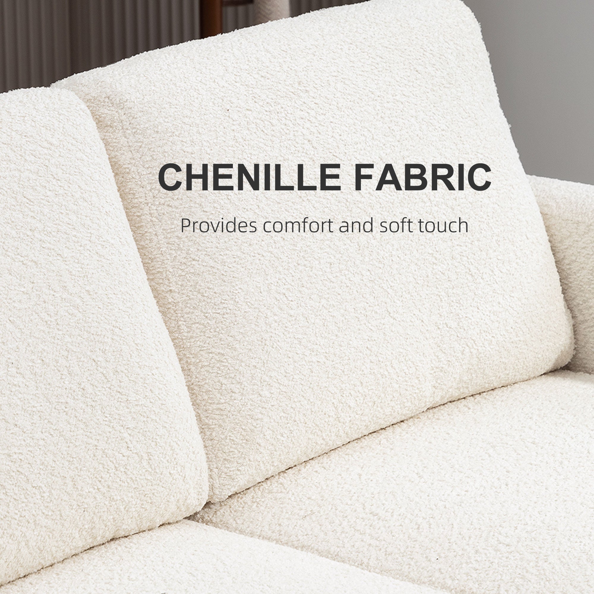 Loveseat Sofa 54.3" - Cream White Chenille-DECOROLALA