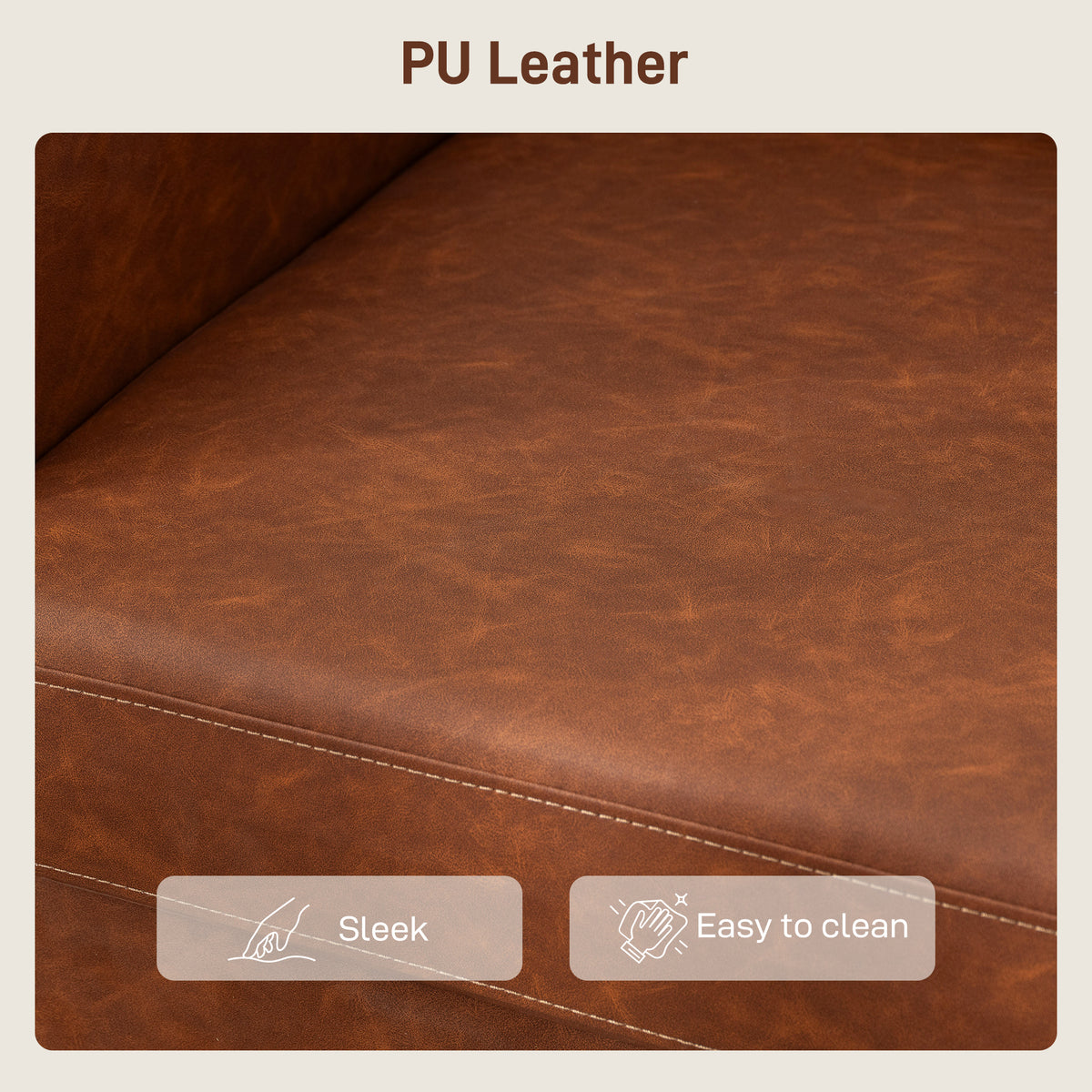 Loveseat Sofa 55" 2 Seater Brown PU Leather-Loveseat Sofas-DECOROLALA