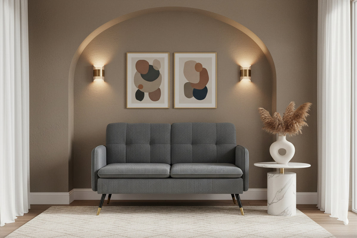 Loveseat Sofa 55" Corduroy - Dark Grey-DECOROLALA