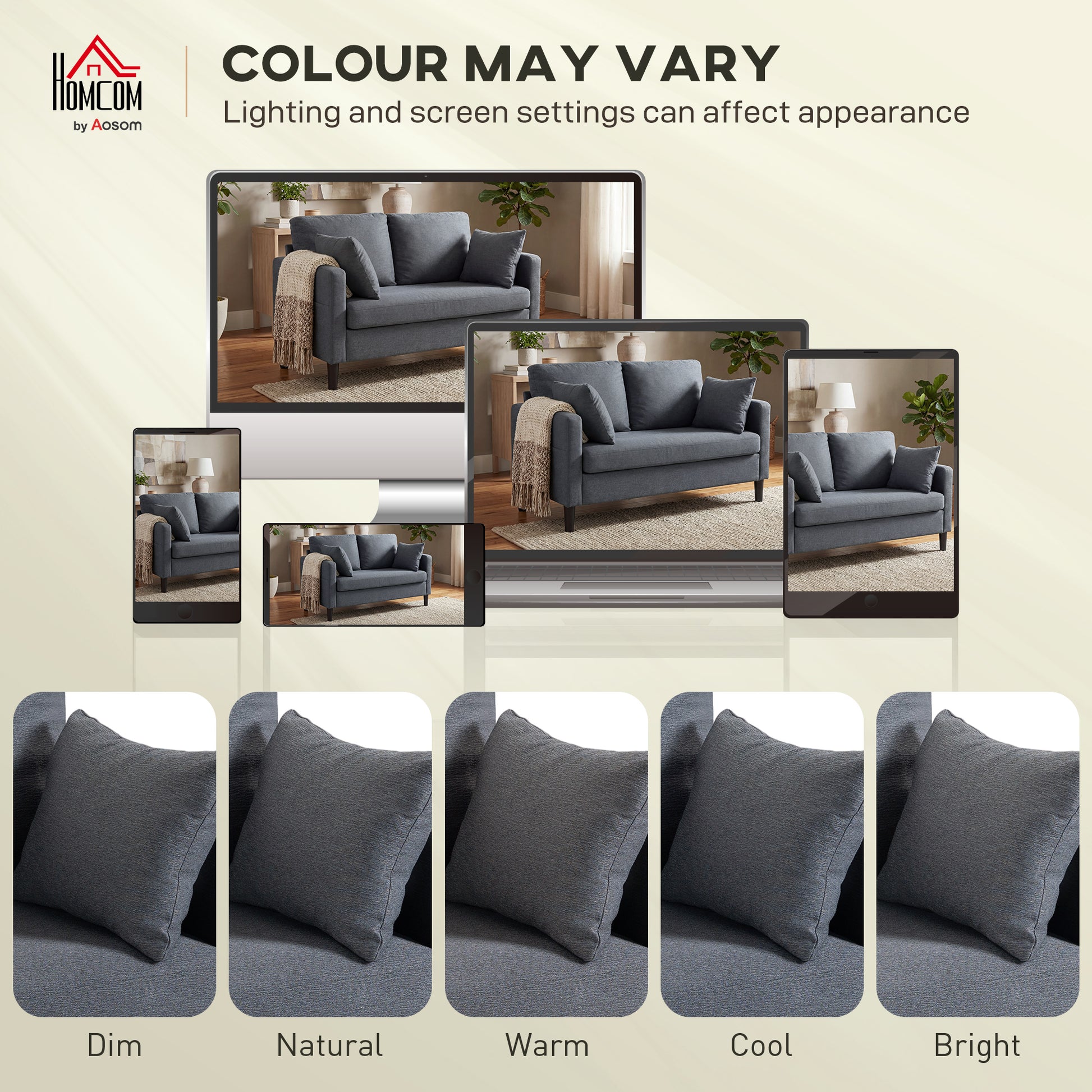 Loveseat Sofa 55" Linen Dark Grey-DECOROLALA