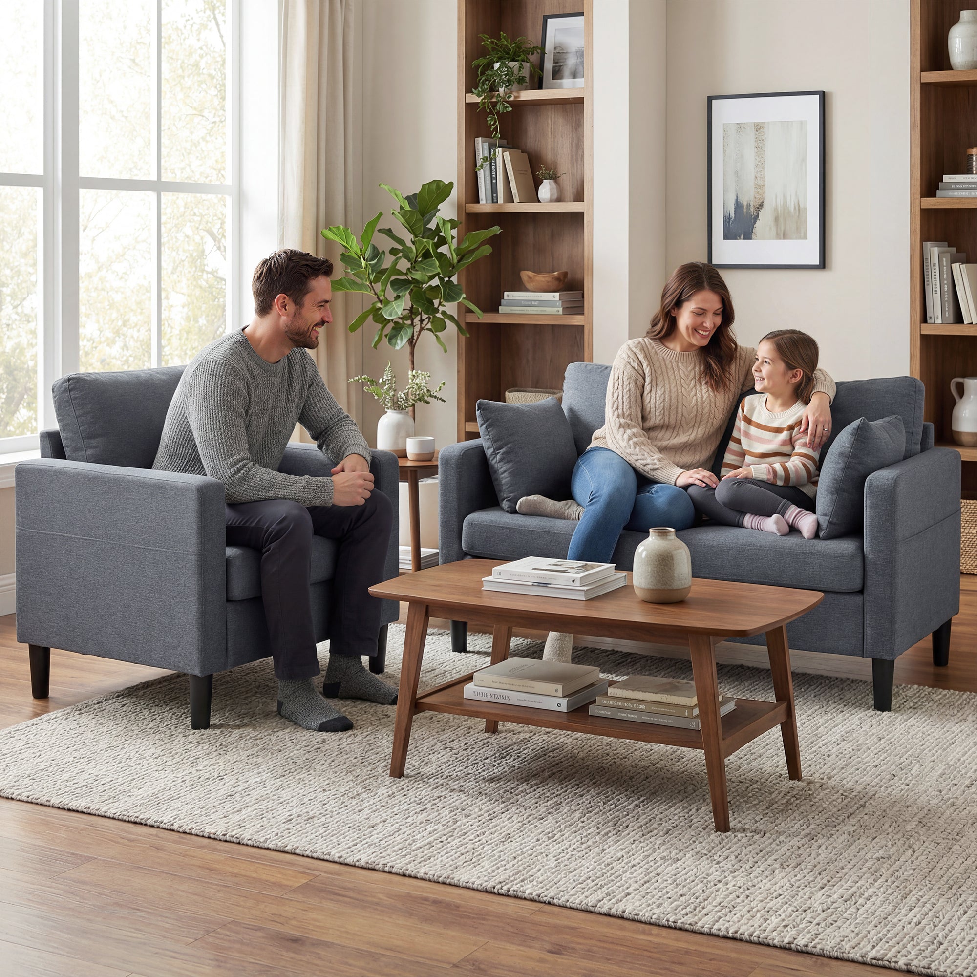 Loveseat Sofa 55" Linen Dark Grey-DECOROLALA