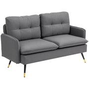 Loveseat Sofa 55" Linen Dark Grey Button Tufted-DECOROLALA